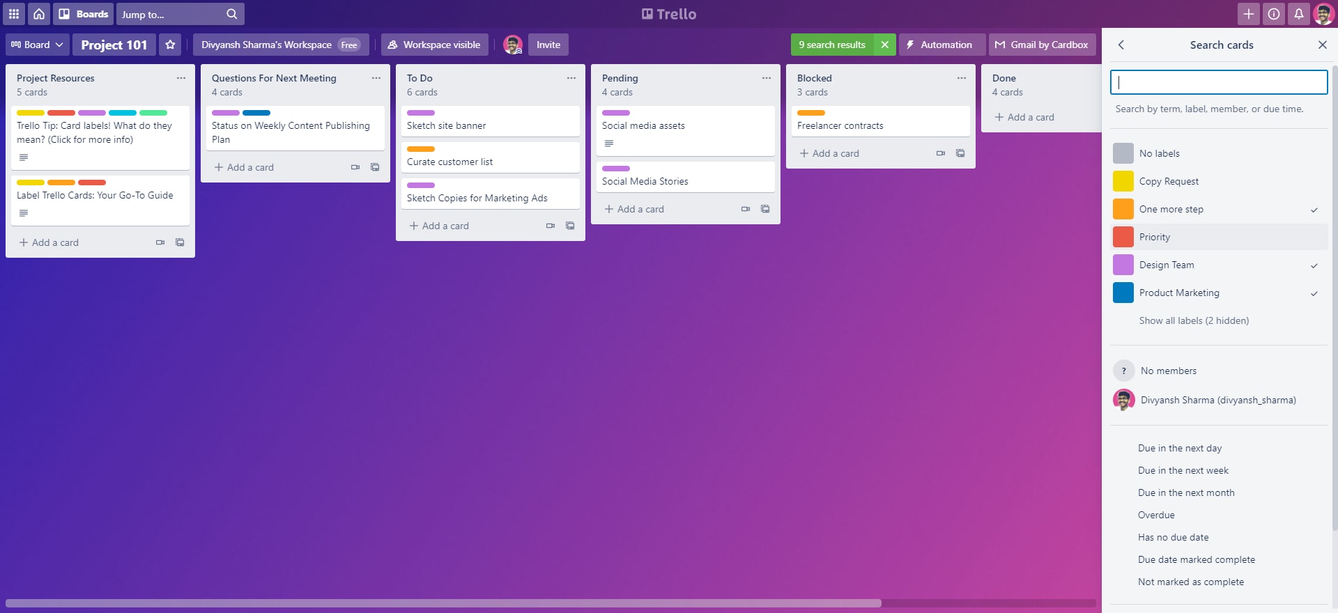 Trello Label Filtering